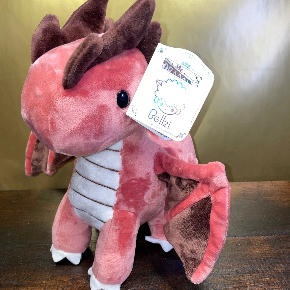 NEW Bellzi Draggi The Dragon‎ Brick Red Soft Plush Toy Bendable Wings 11.5"